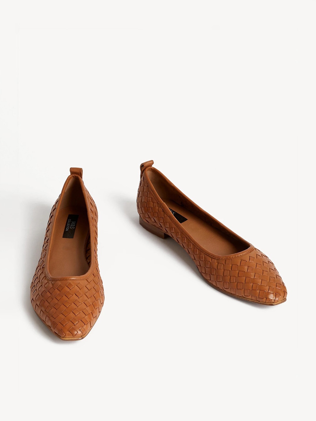 

Marks & Spencer Textured Leather Ballerinas, Tan