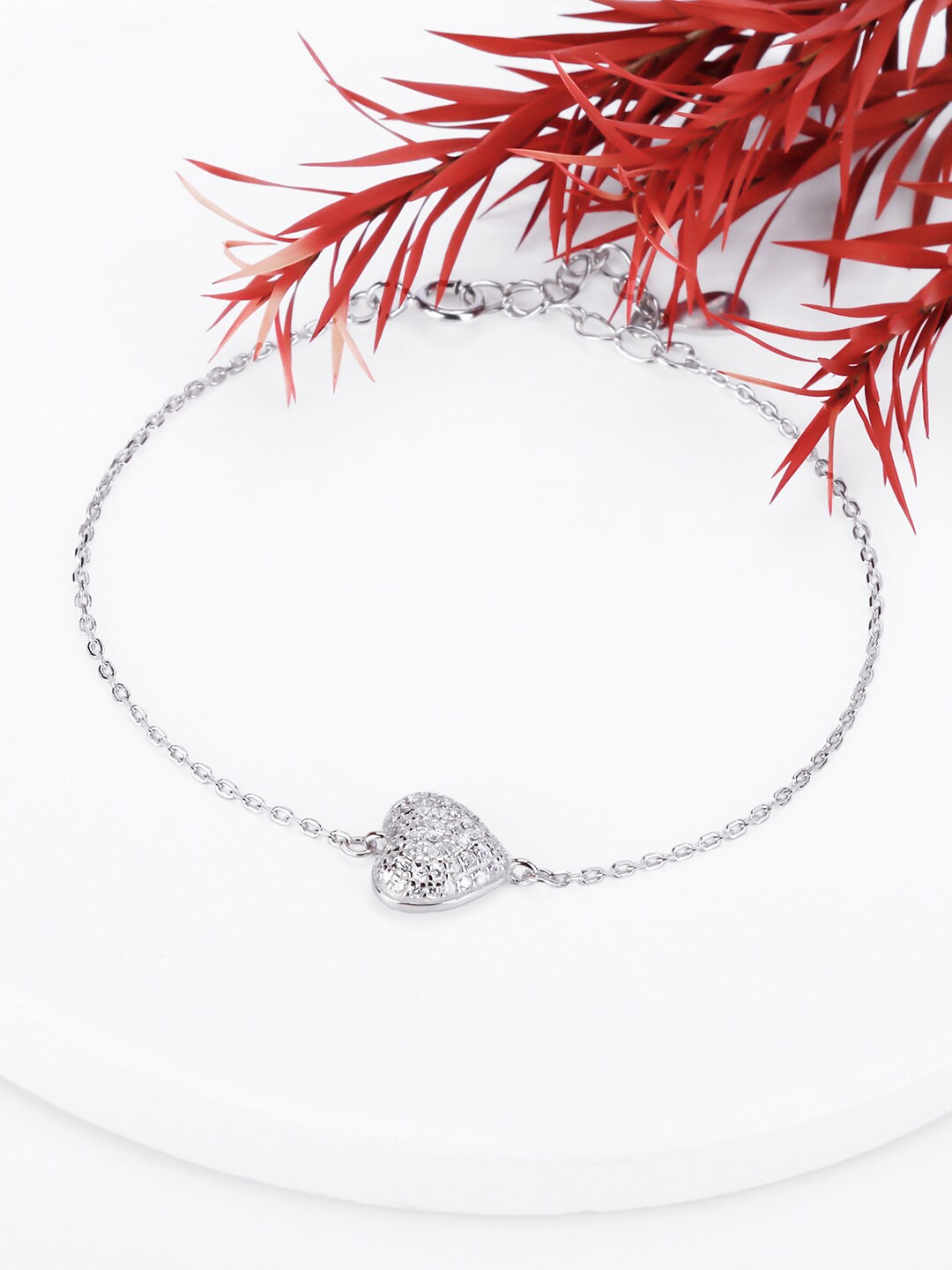 

GIVA Women Sterling Silver Cubic Zirconia Rhodium-Plated Link Bracelet, White