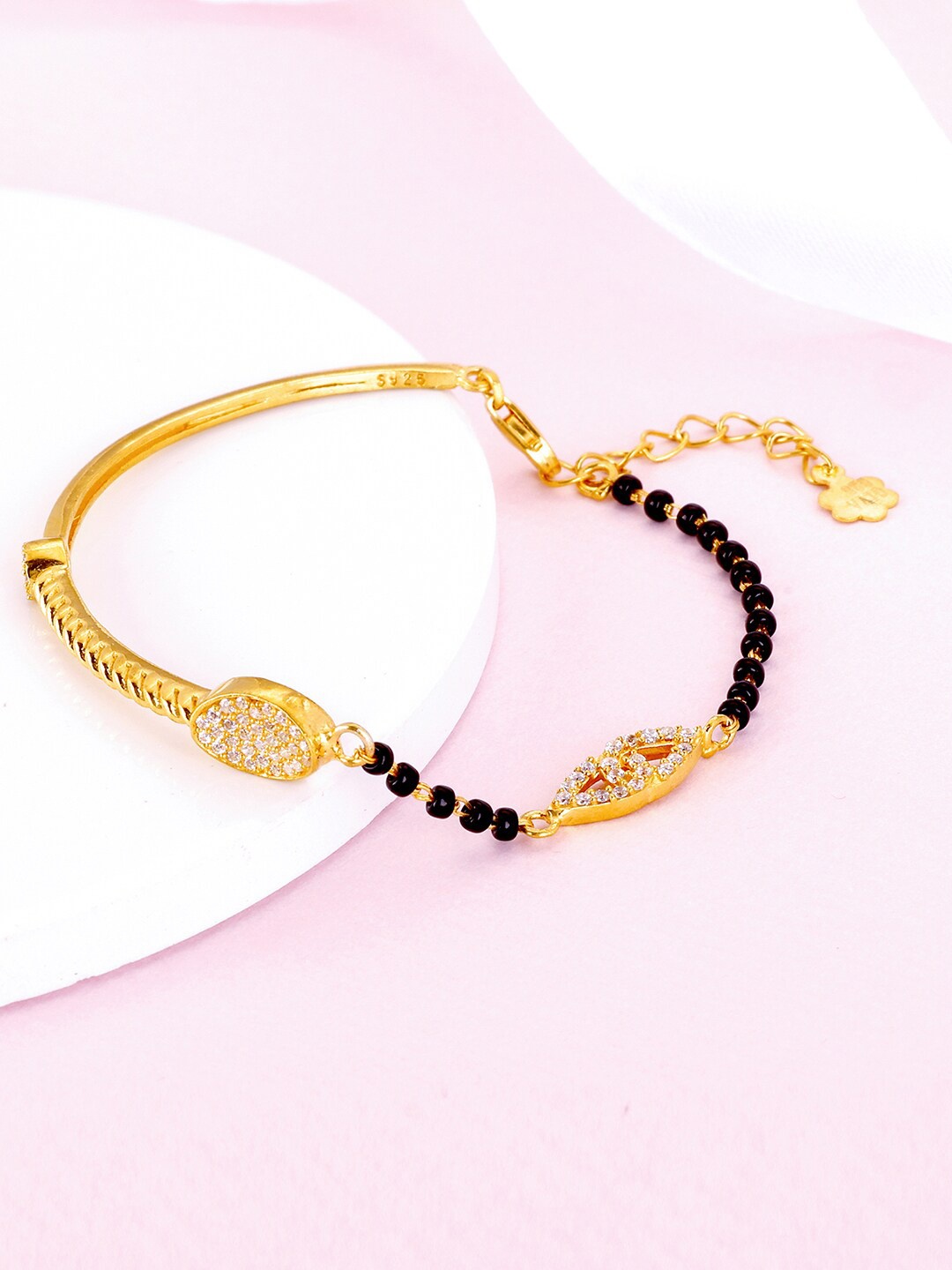 

GIVA Women Sterling Silver Cubic Zirconia Gold-Plated Link Bracelet, White