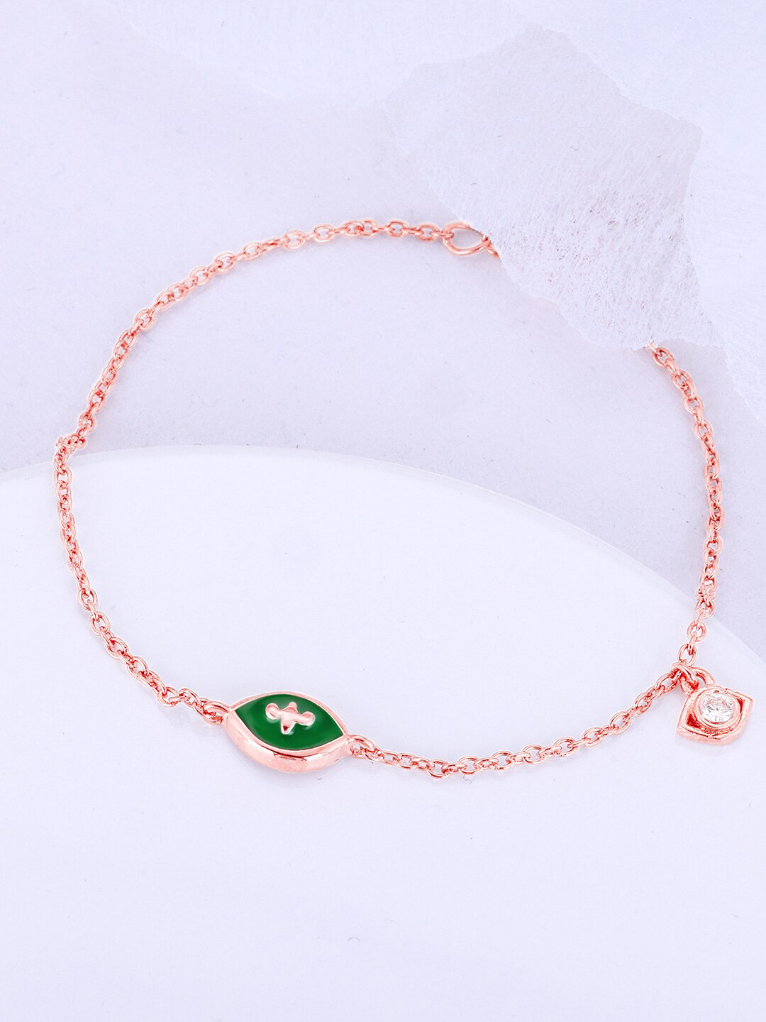 

GIVA Women Sterling Silver Cubic Zirconia Rose Gold-Plated Link Bracelet