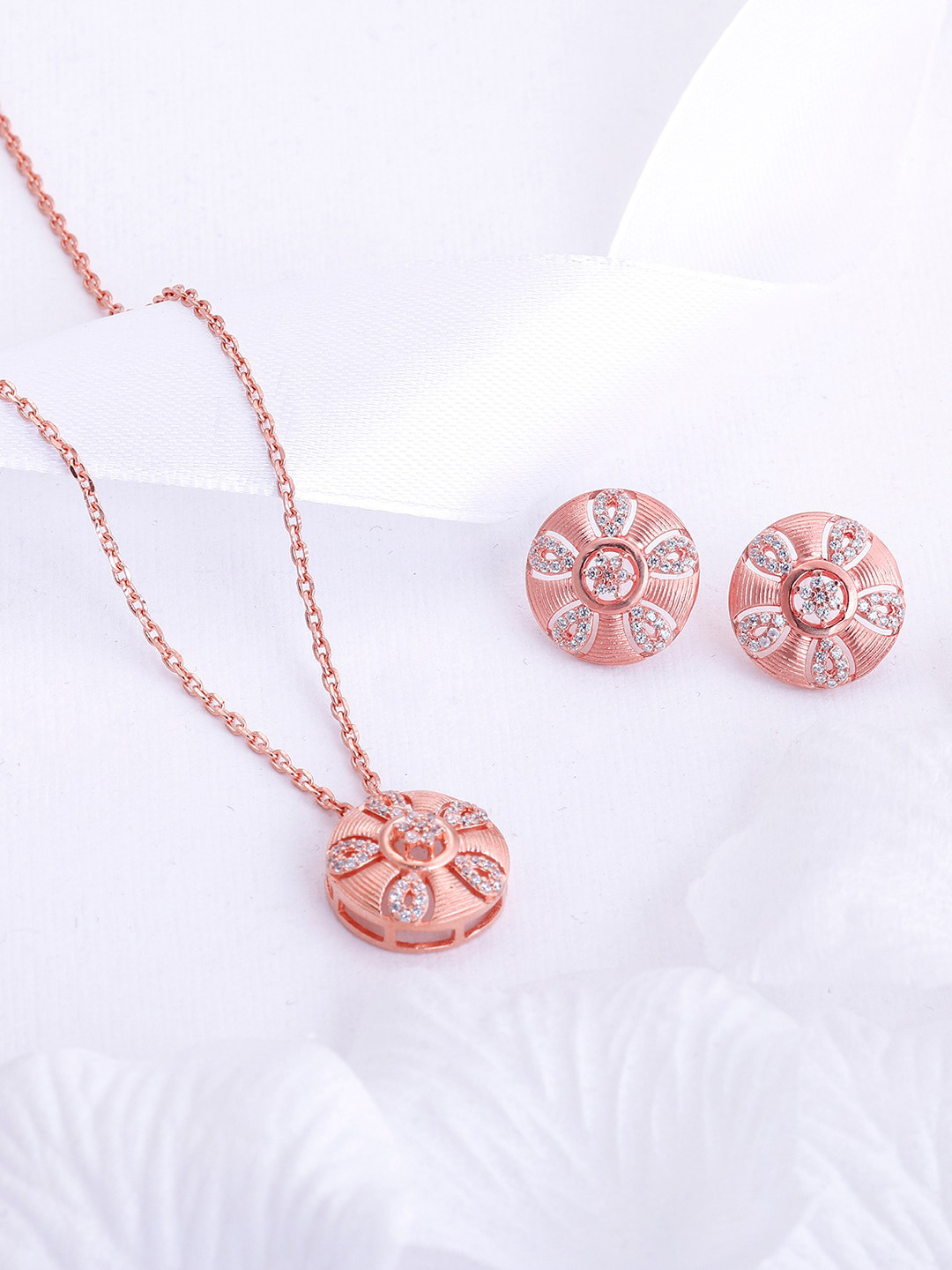 

GIVA 925 Sterling Silver Vinca Necklace and Earring Set, Rose gold