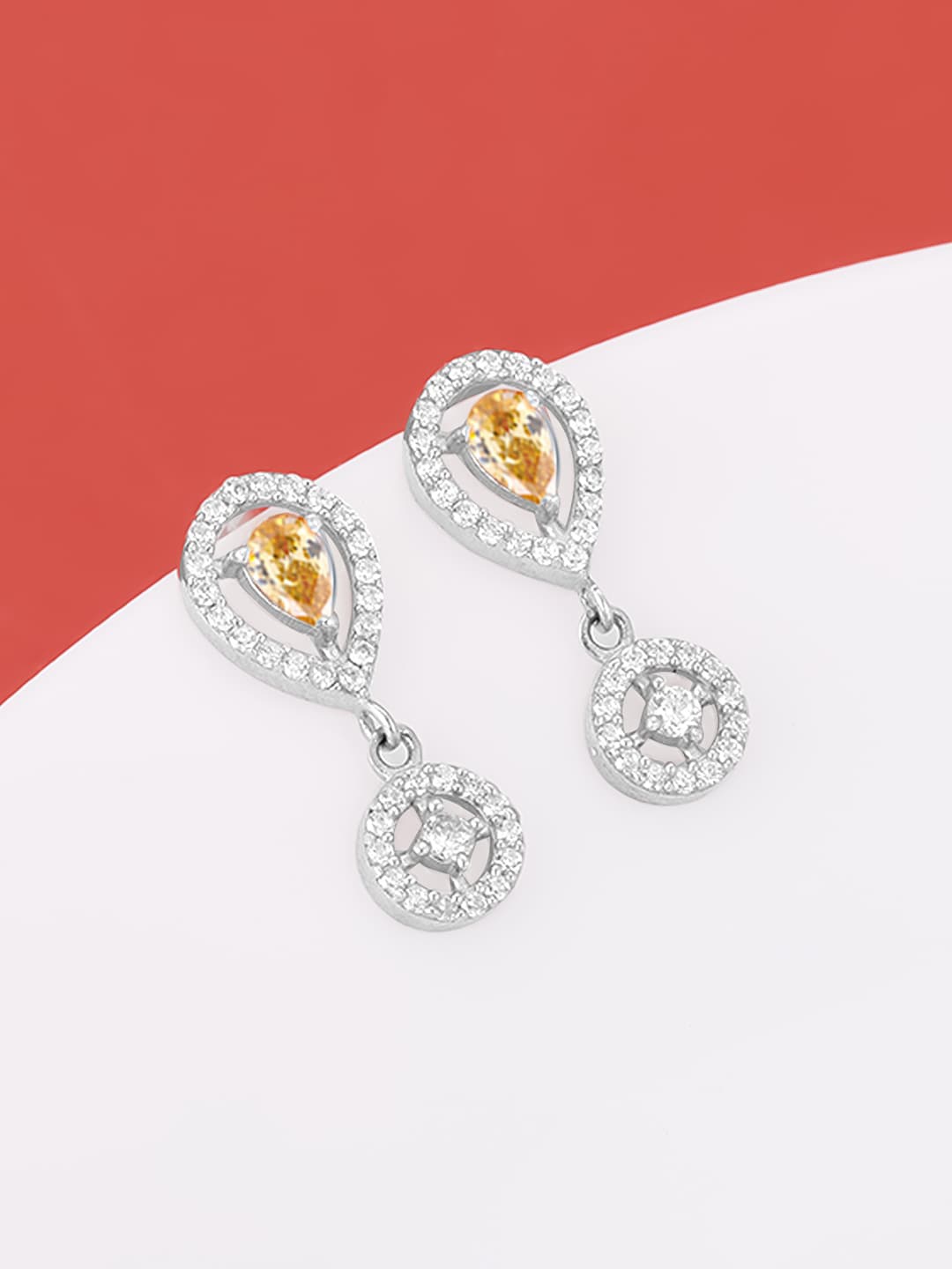 

GIVA 925 Sterling Silver Rhodium Plated Stone Studded Contemporary Drop Earrings