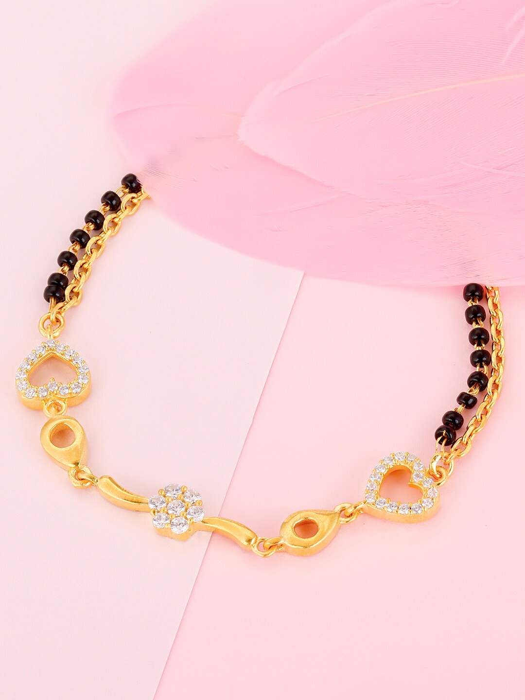 

GIVA Women Sterling Silver Cubic Zirconia Gold-Plated Link Bracelet