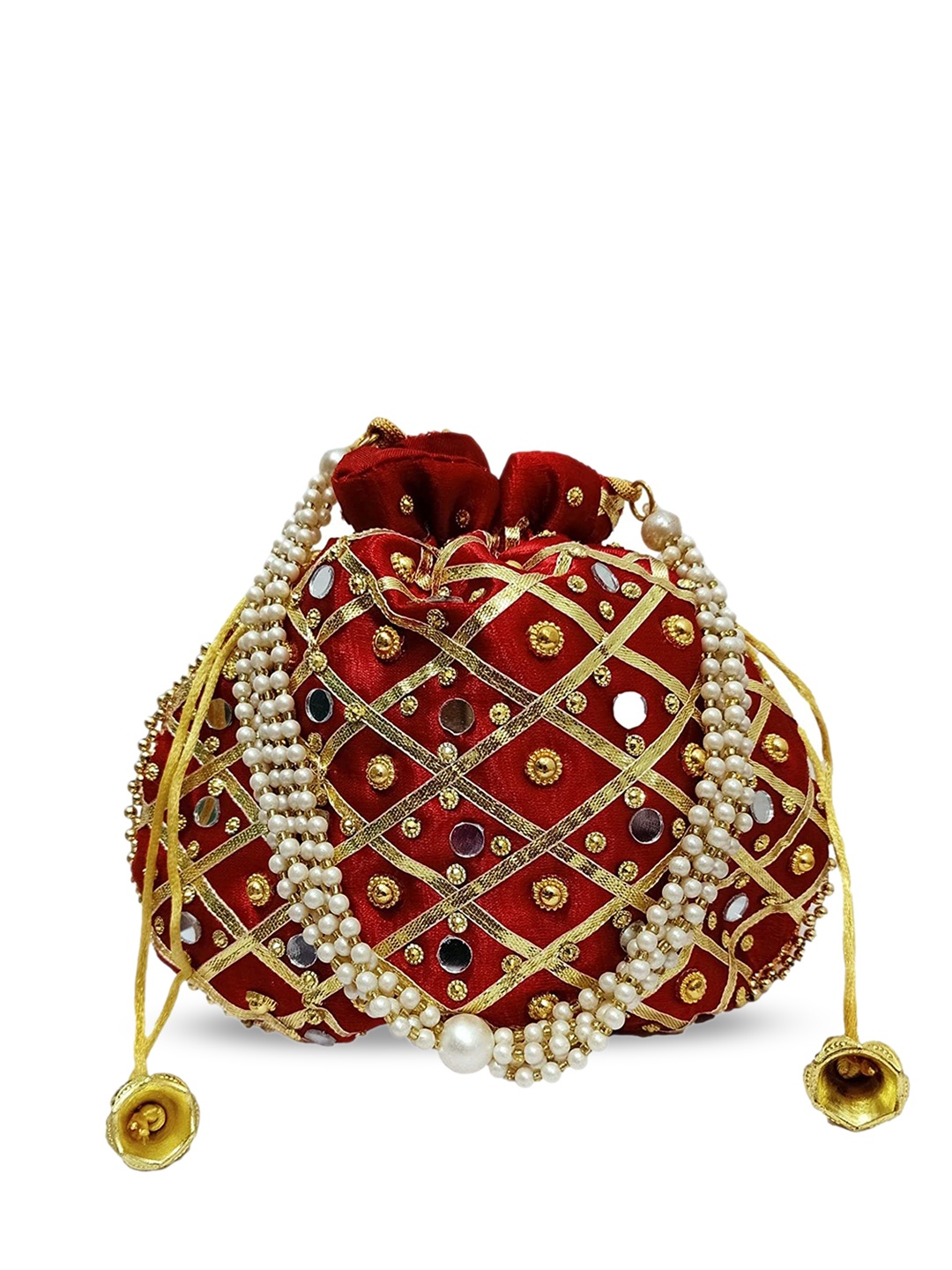 

DN Creation Embellished Potli Bag, Maroon
