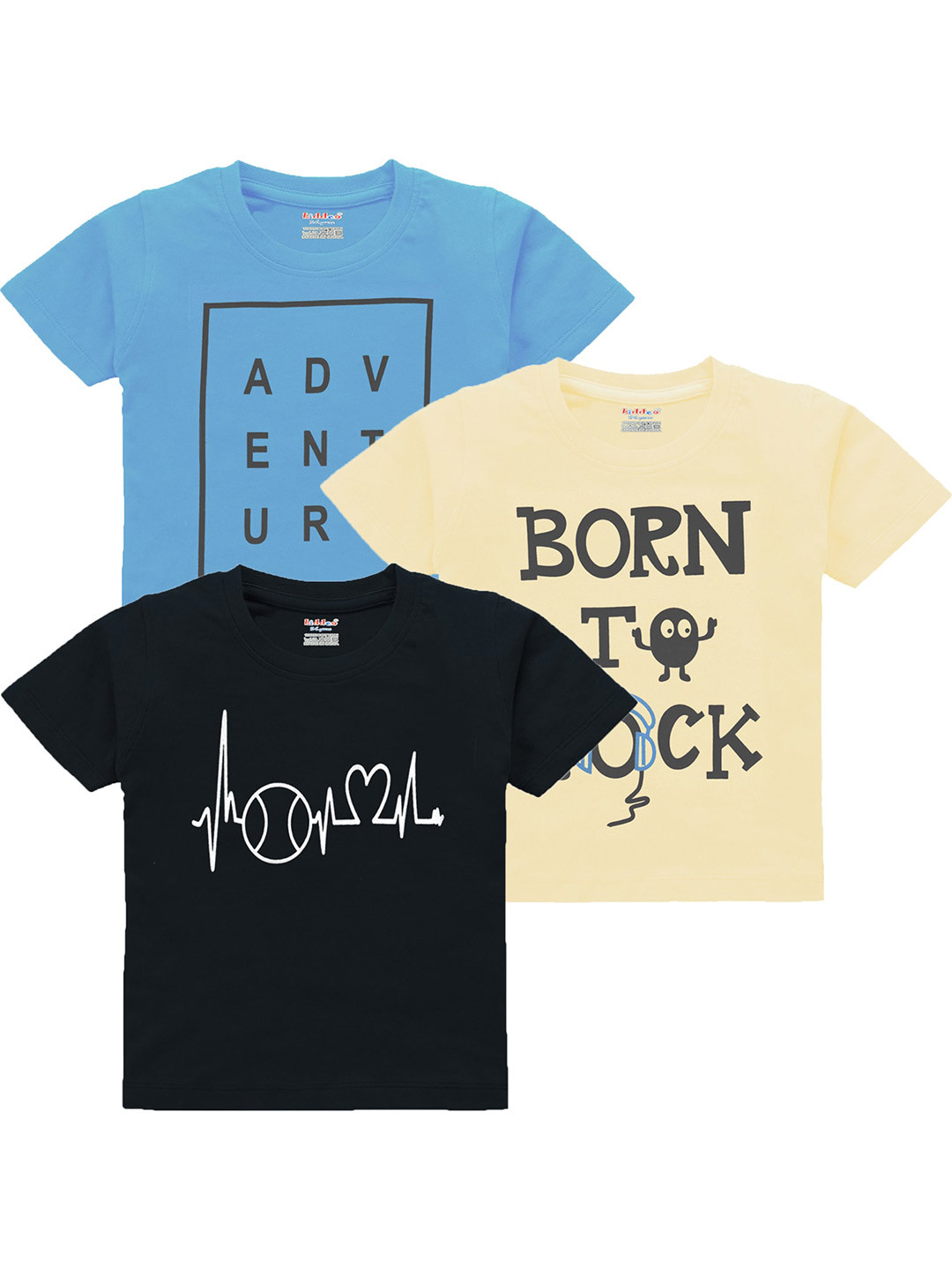

Kiddeo Boys Pack Of 2 Typography Printed Cotton T-shirt, Blue