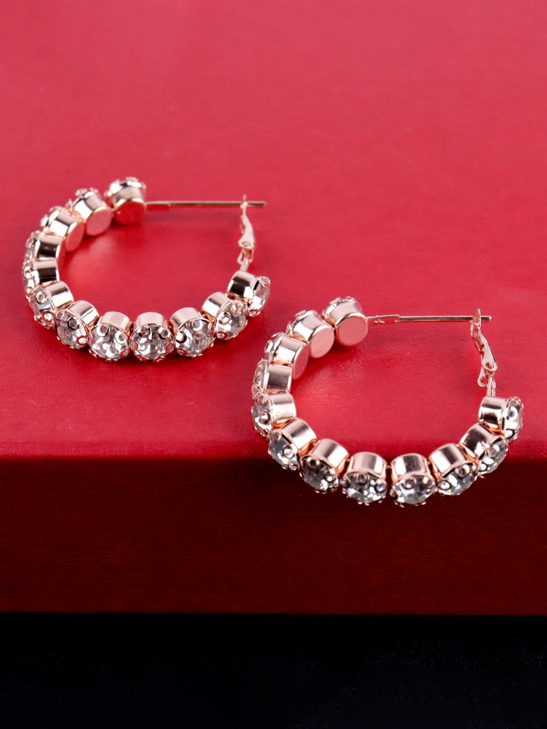 

VAGHBHATT Rose Gold-Plated Circular Hoop Earrings