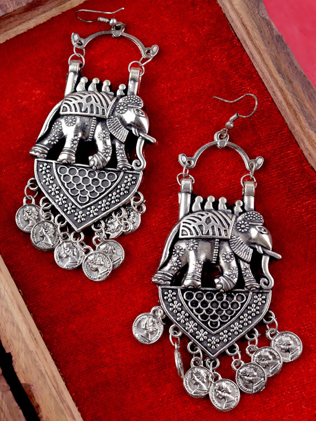 

VAGHBHATT Elephant Design Classic Drop Earrings, Silver