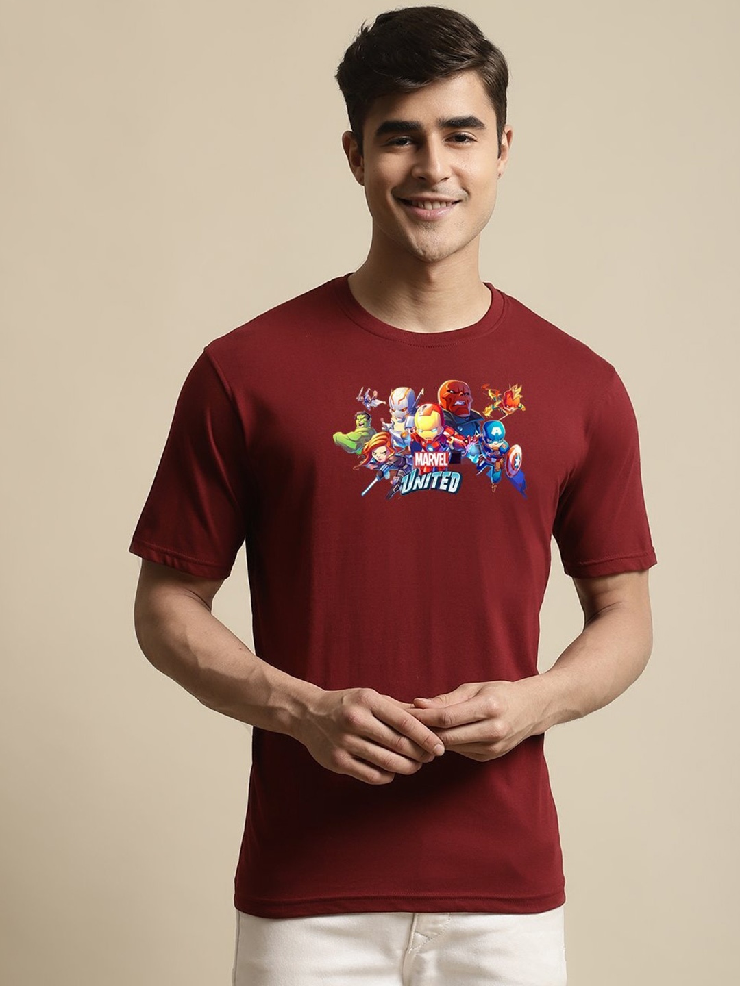 borse lele Marvel Printed Pure Cotton T-shirt, Maroon