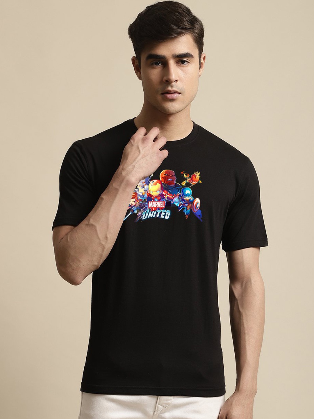 borse lele Marvel Printed Pure Cotton T-shirt, Black