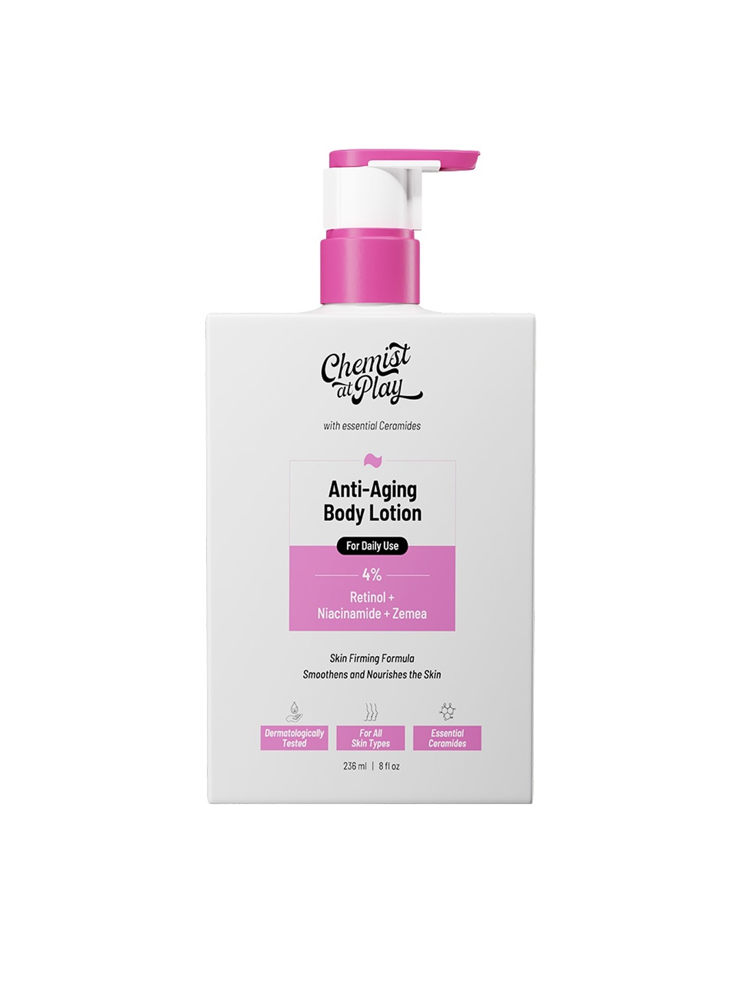 

Chemist at Play 4% Retinol Niacinamide & Zemea Anti Ageing Body Lotion - 236 ml, Transparent
