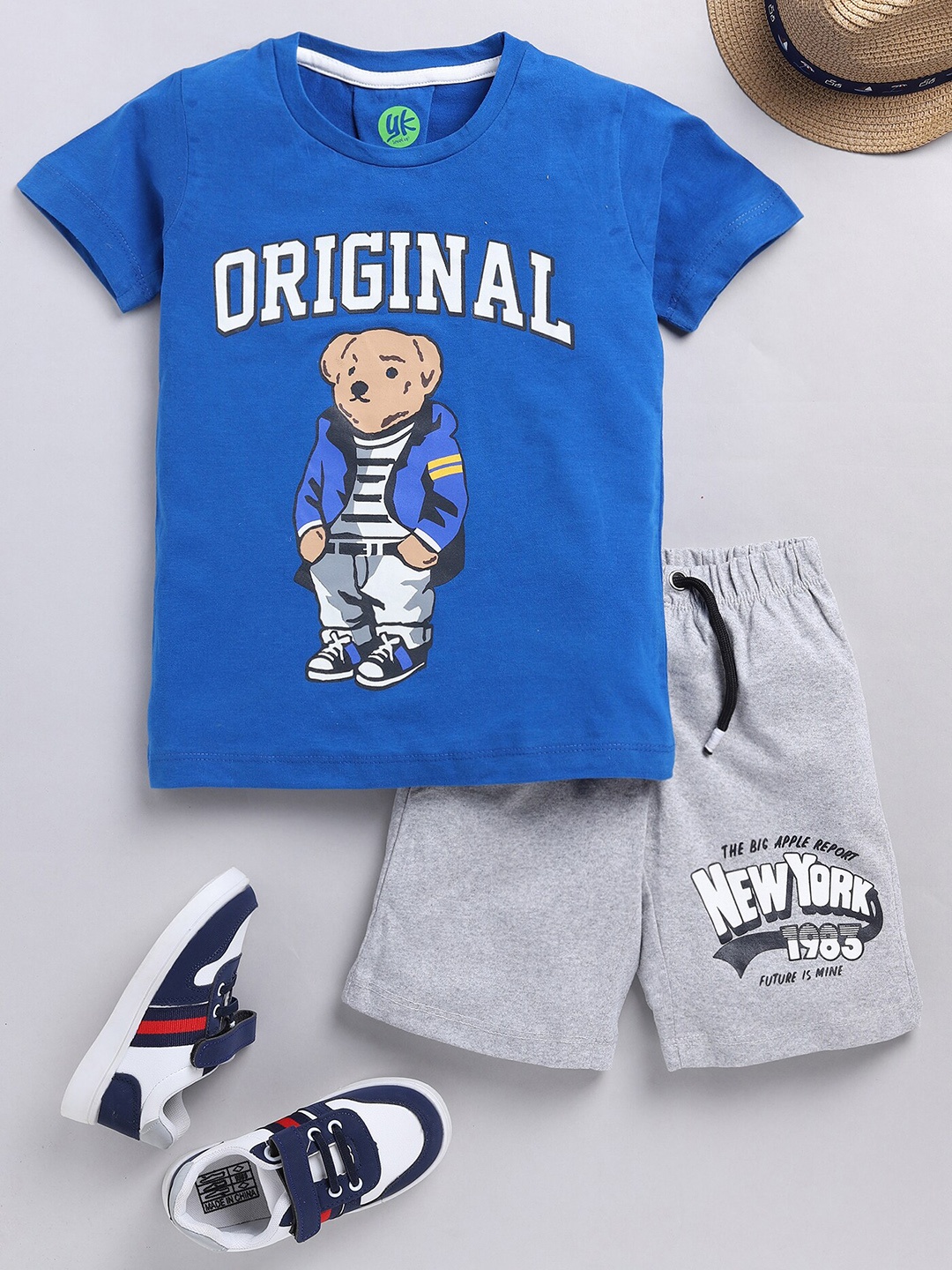 

YK Boys Printed T-shirt with Shorts, Blue