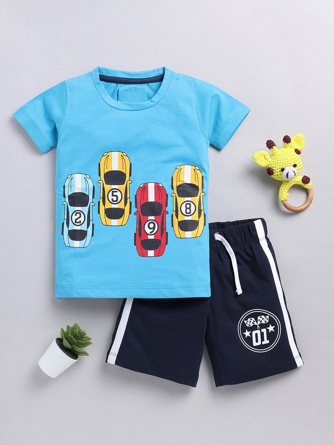 

YK Boys Printed T-shirt with Shorts, Blue