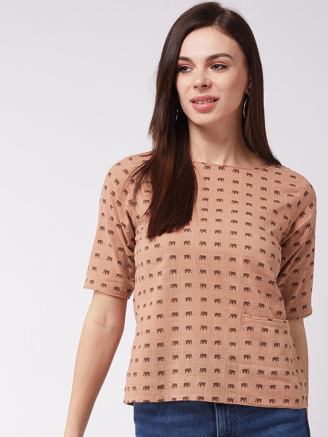 

InWeave Ethnic Motifs Printed Top, Brown