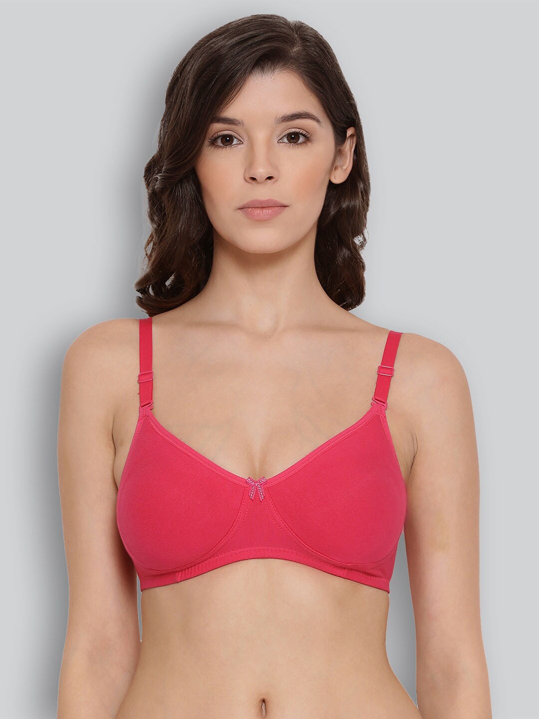

LYRA Combed Cotton Wirefree Secret Support Bra with Detachable Strap, Fuchsia