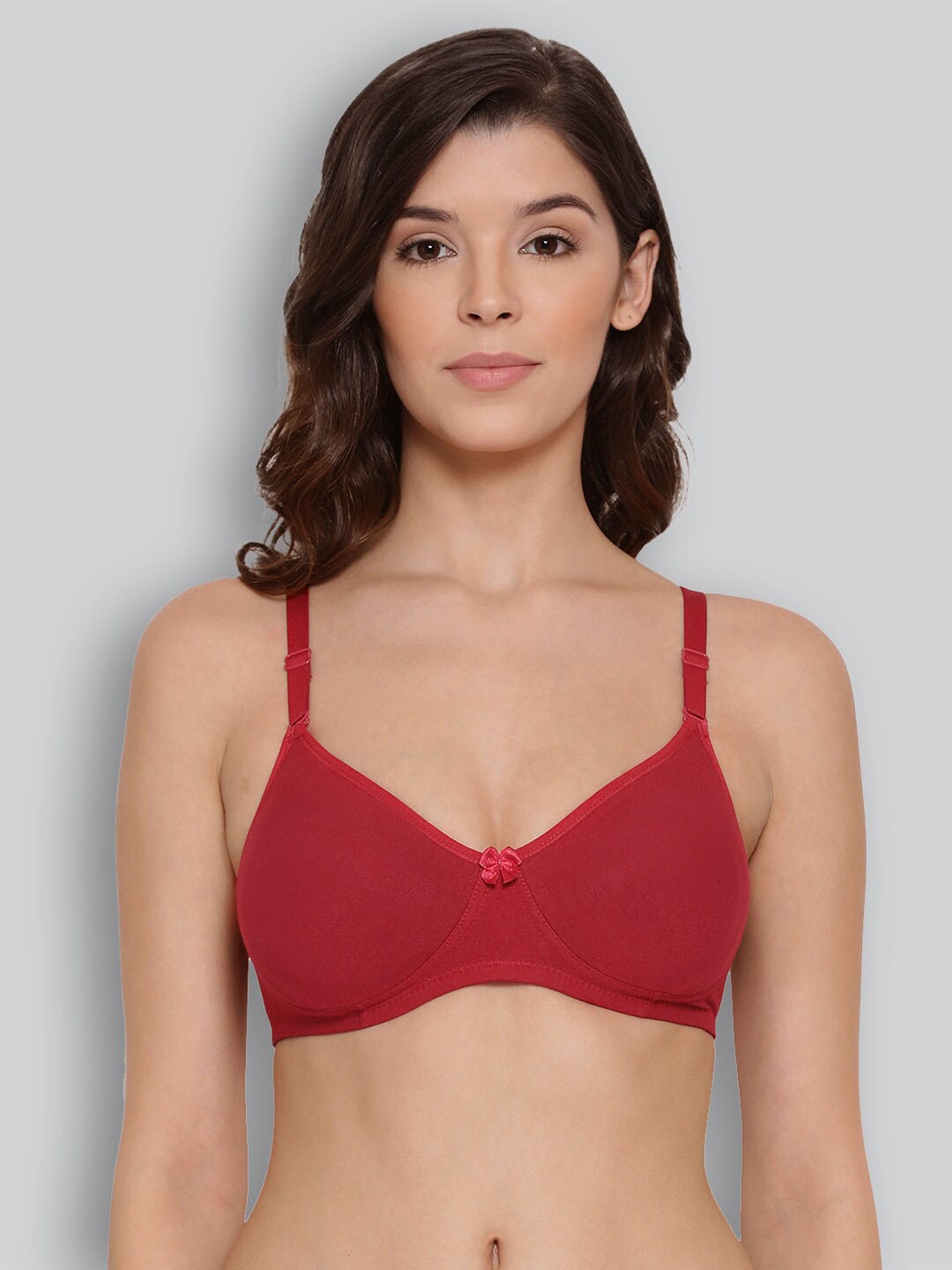 

LYRA Combed Cotton Wirefree Secret Support Bra with Detachable Strap, Red