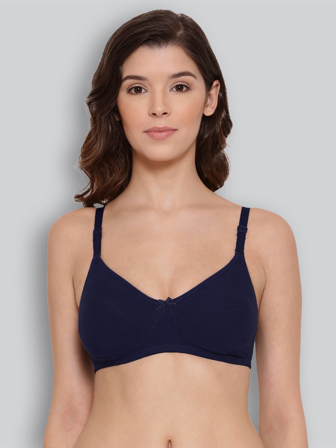 

LYRA Combed Cotton Wirefree Secret Support Bra with Detachable Strap, Navy blue