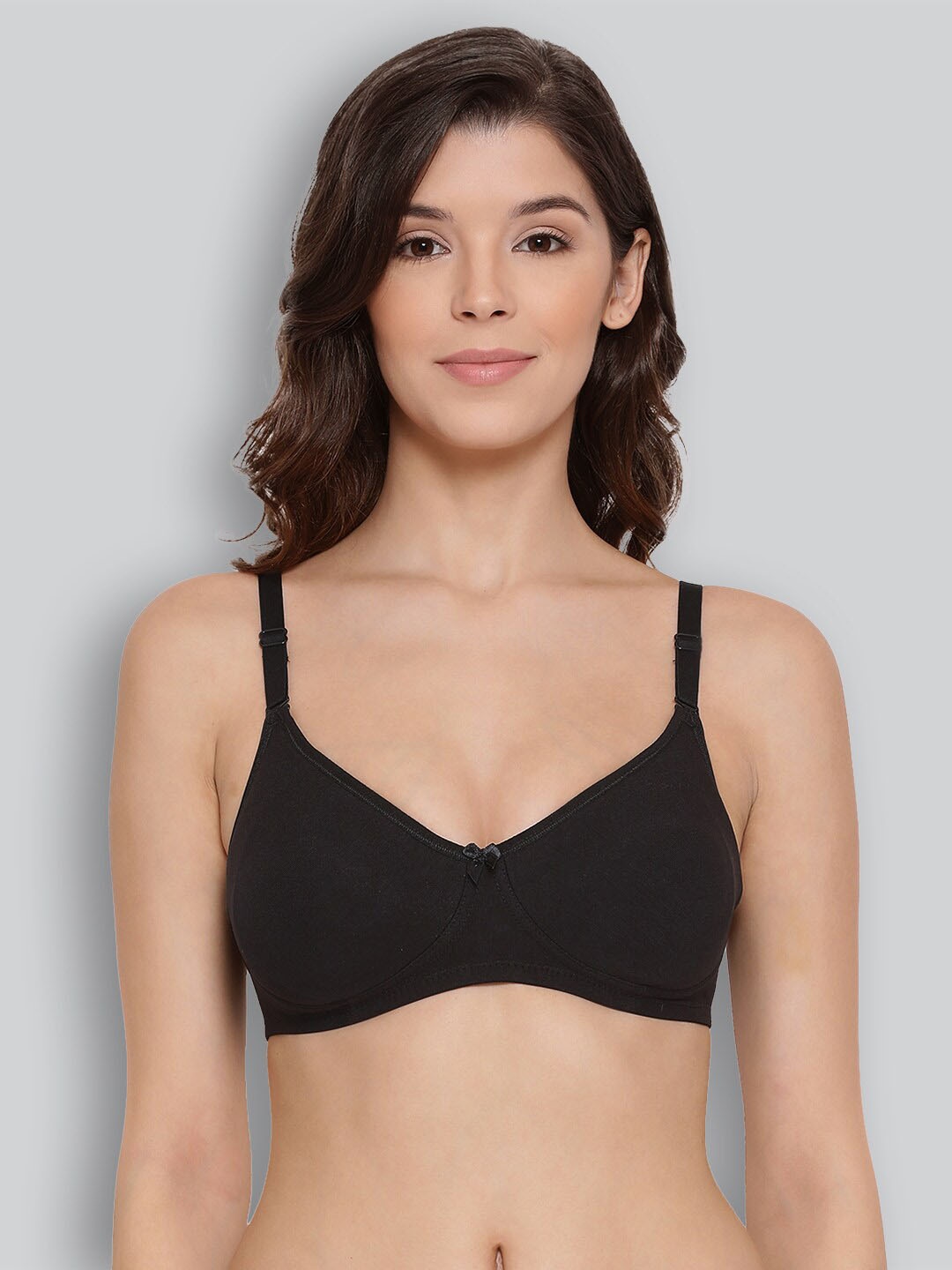 

LYRA Combed Cotton Wirefree Secret Support Bra with Detachable Strap, Black