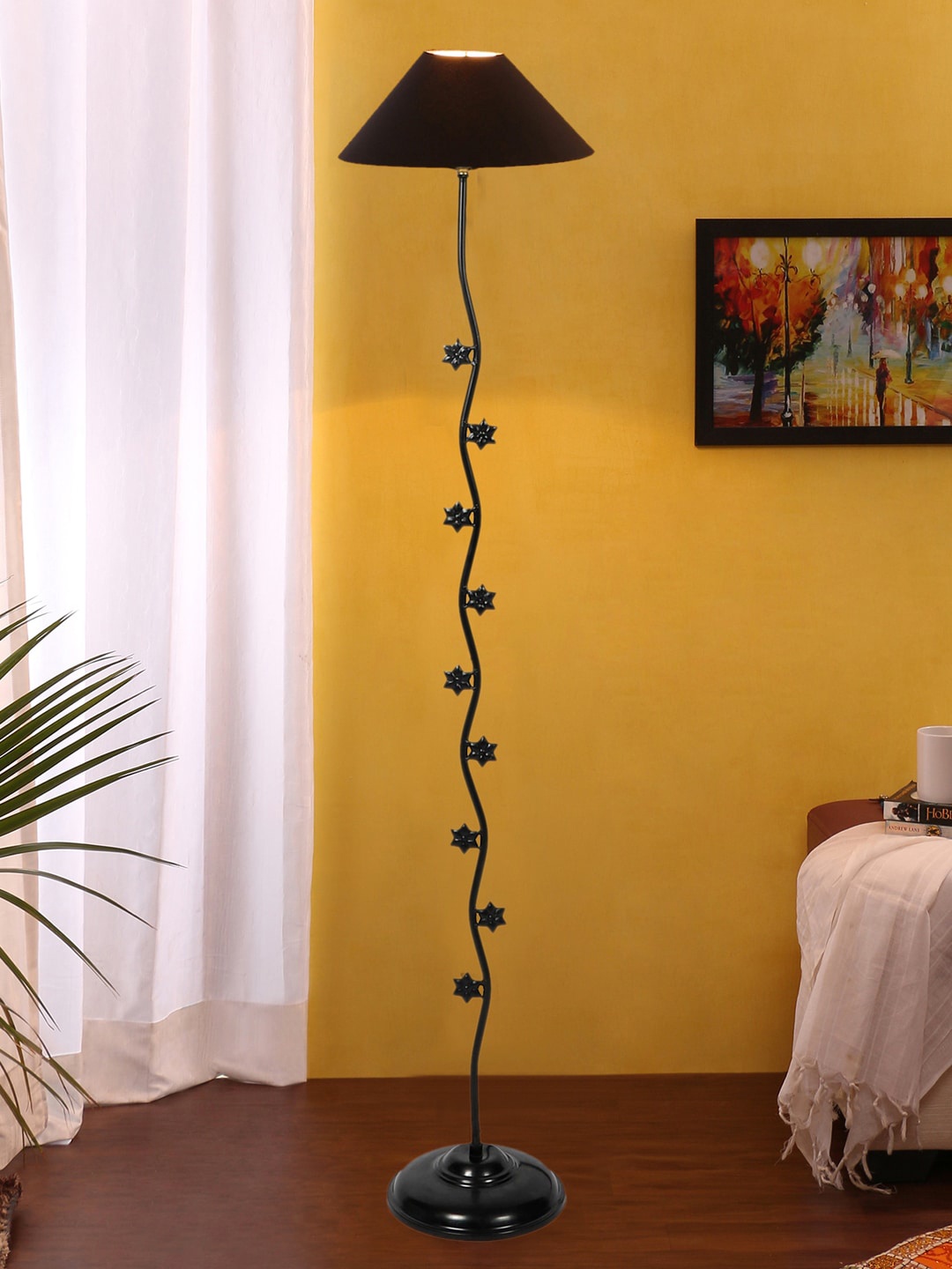 

Devansh Black Star Iron Floor Lamp With Flat Shade