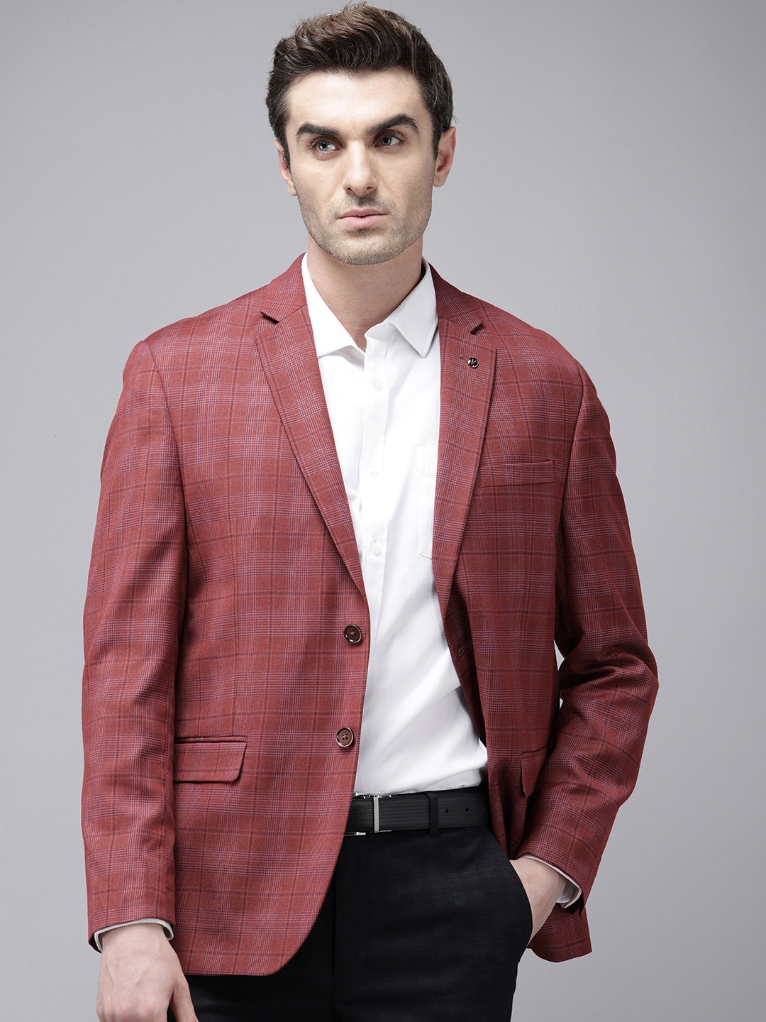 

Van Heusen Checked Notched Lapel Collar Slim-Fit Formal Blazer, Maroon