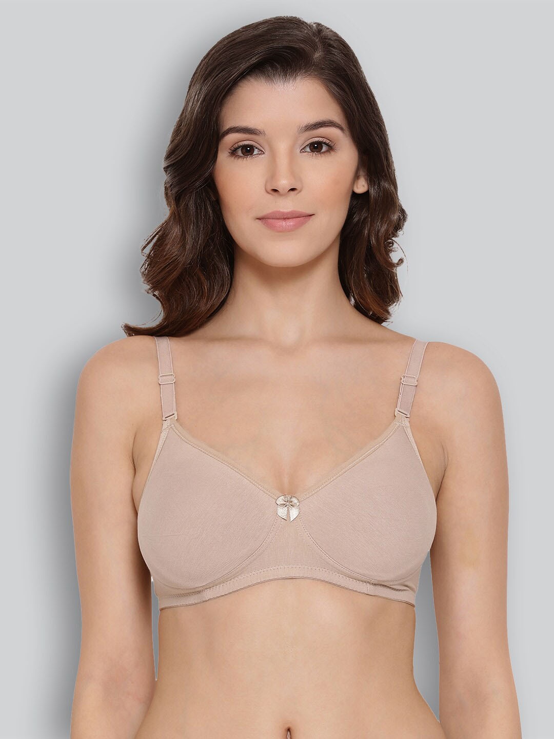 

LYRA Combed Cotton Wirefree Secret Support Bra with Detachable Strap, Beige