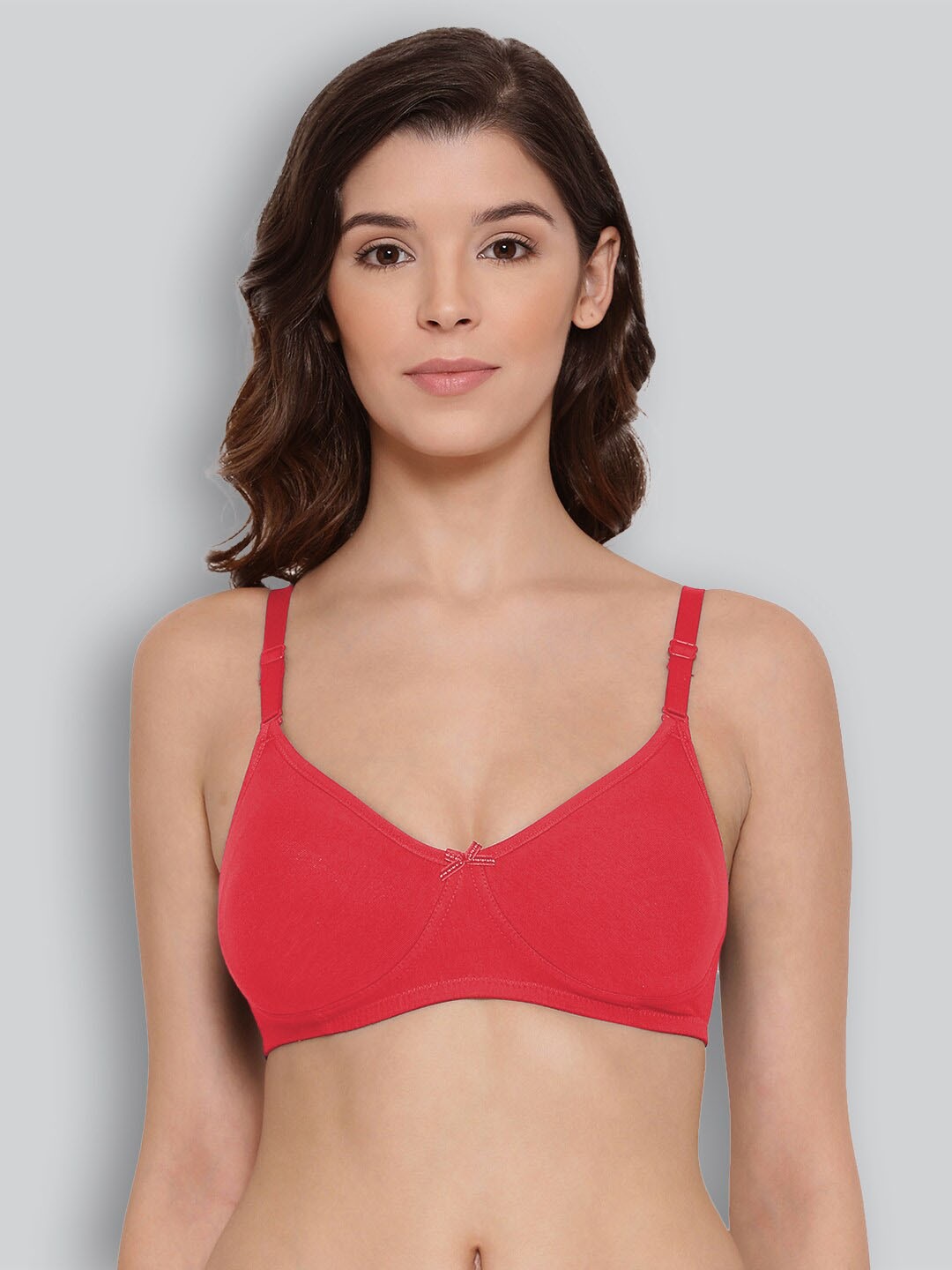 

LYRA Combed Cotton Wirefree Secret Support Bra with Detachable Strap, Red