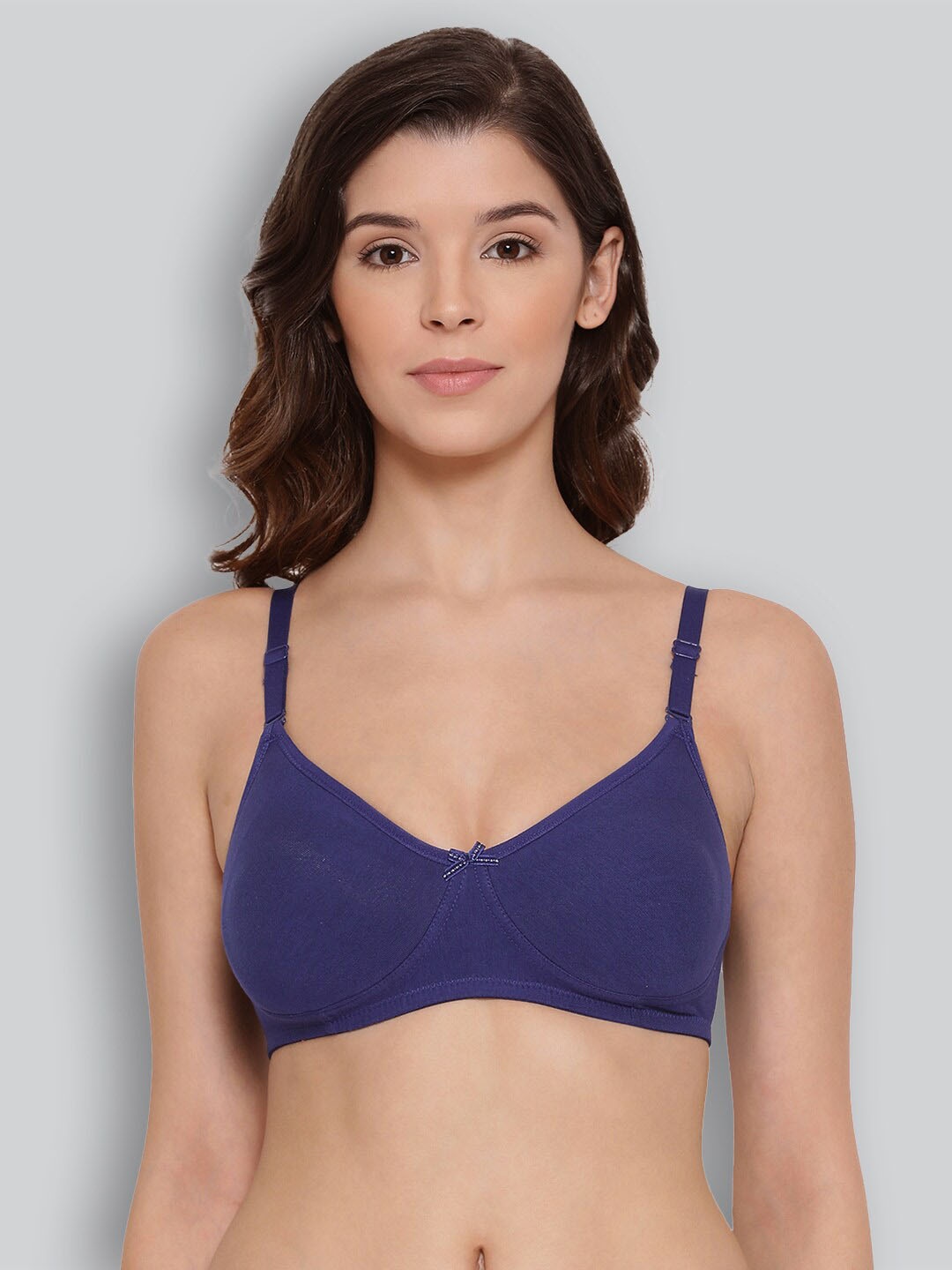 

LYRA Combed Cotton Wirefree Secret Support Bra with Detachable Strap, Blue