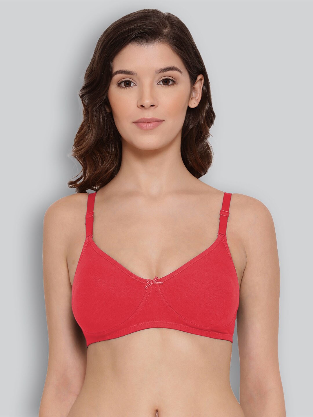 

LYRA Combed Cotton Wirefree Secret Support Bra with Detachable Strap, Red