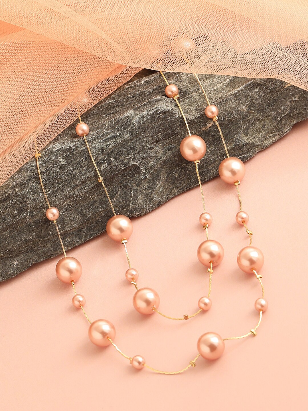 

SOHI Rose Gold-Plated Pearls Party Layered Chain
