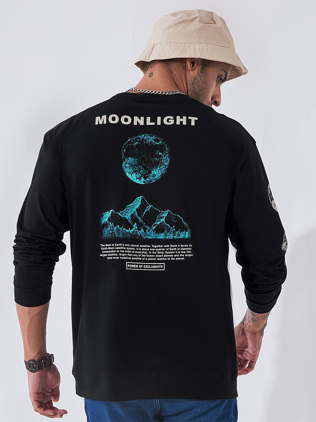 Maniac Typography Printed Long Sleeve Cotton T-shirt, Black