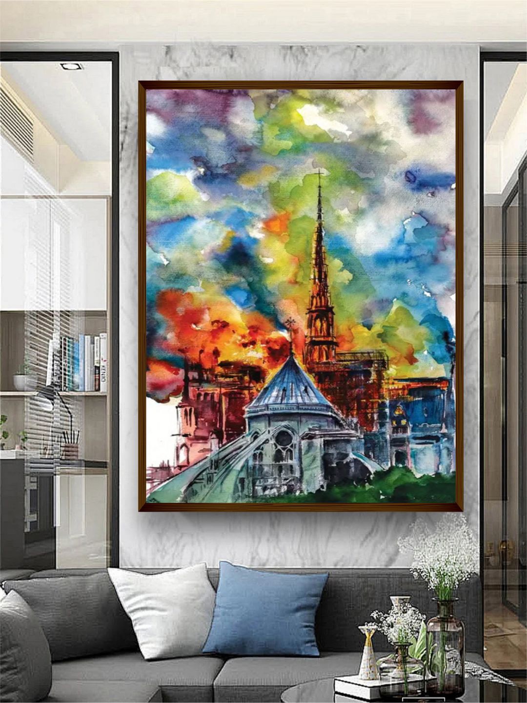 

The Art House Blue & Green Abstract Framed Wall Painting