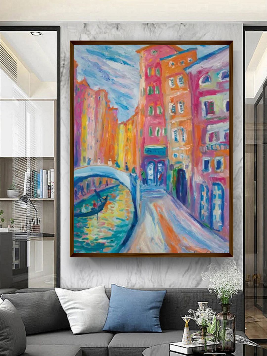 

The Art House Blue & Yellow Abstract Framed Wall Painting