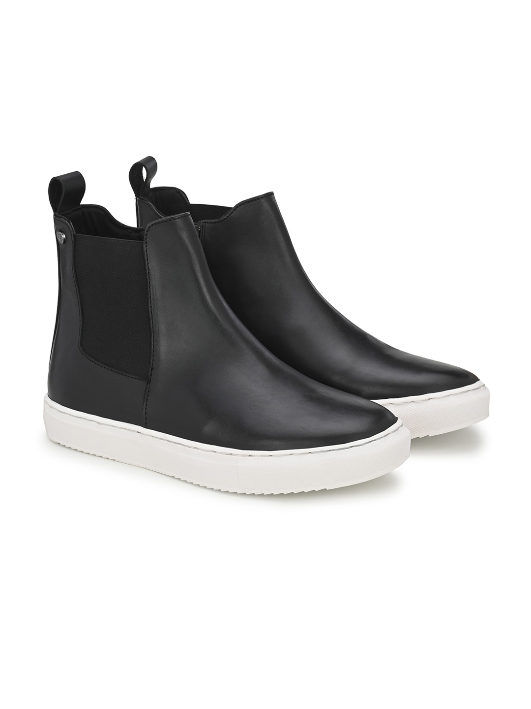 

Delize Women Round Toe Leather Chelsea Boots, Black