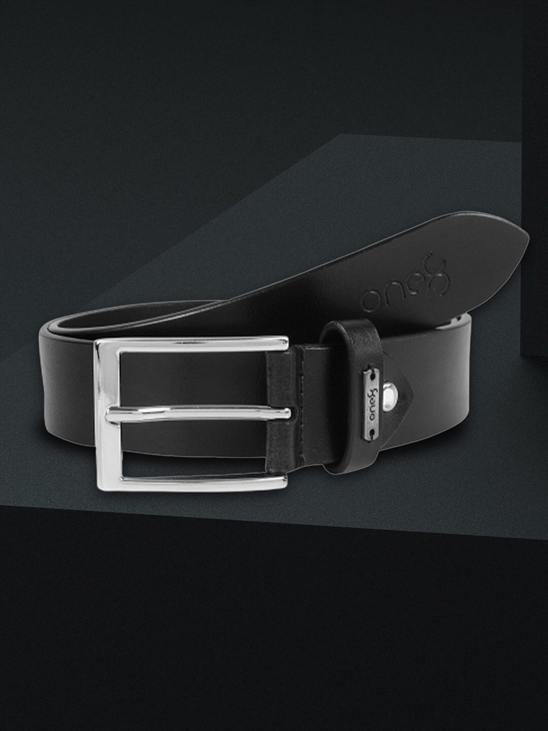 

One8 Men Tang Closure Leather Belt, Black