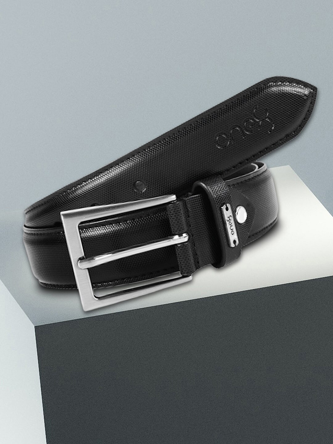 

One8 Men Leather Tang Closure Formal Belt, Black