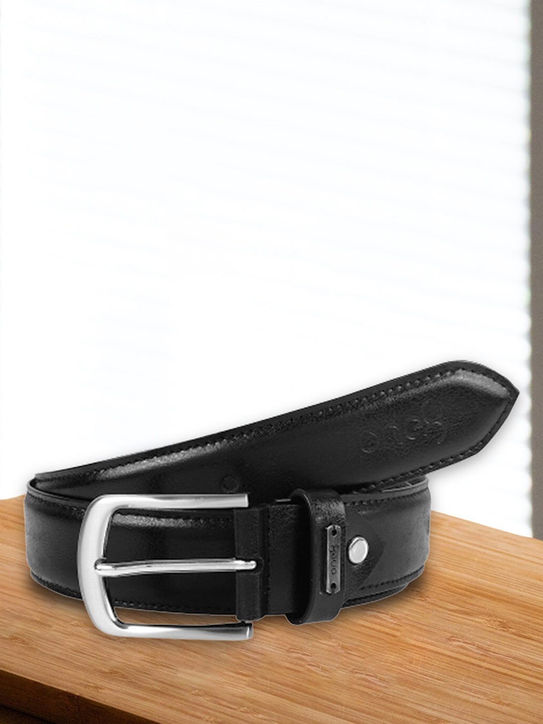 

One8 Men Leather Tang Closure Formal Belt, Black