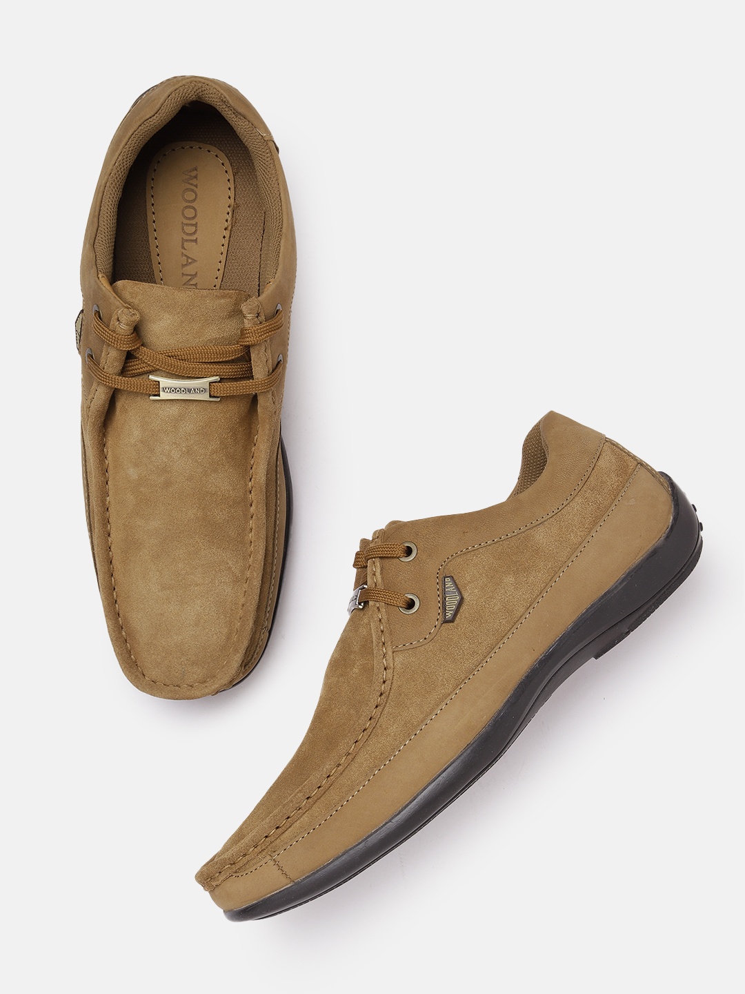 

Woodland Men Camel Brown Leather Derbys