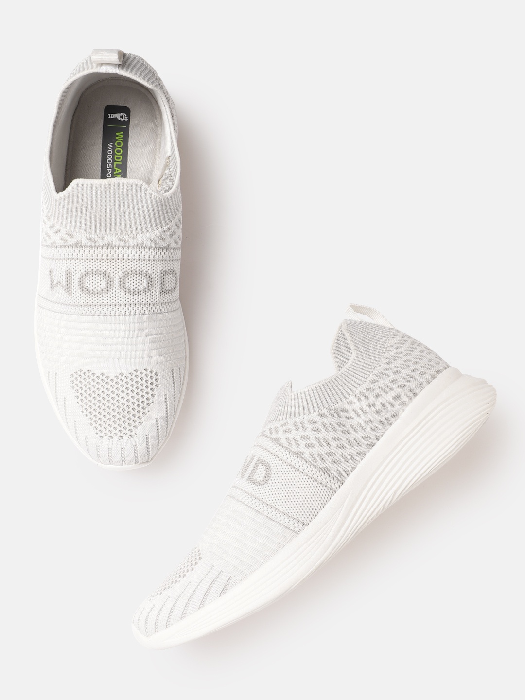 

Woodland Men Woven Design & Printed Running Shoes, White