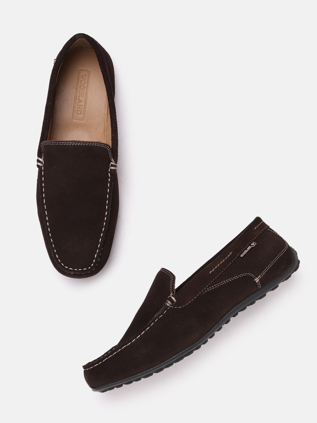 

Woodland Men Leather Driving Shoes, Coffee brown