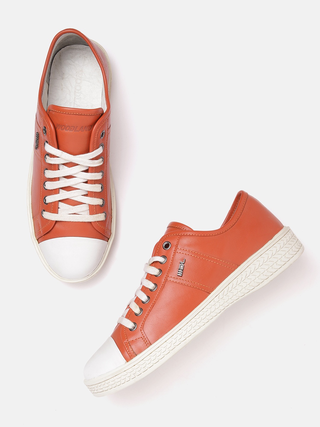 

Woodland Men Colourblocked Leather Sneakers, Rust