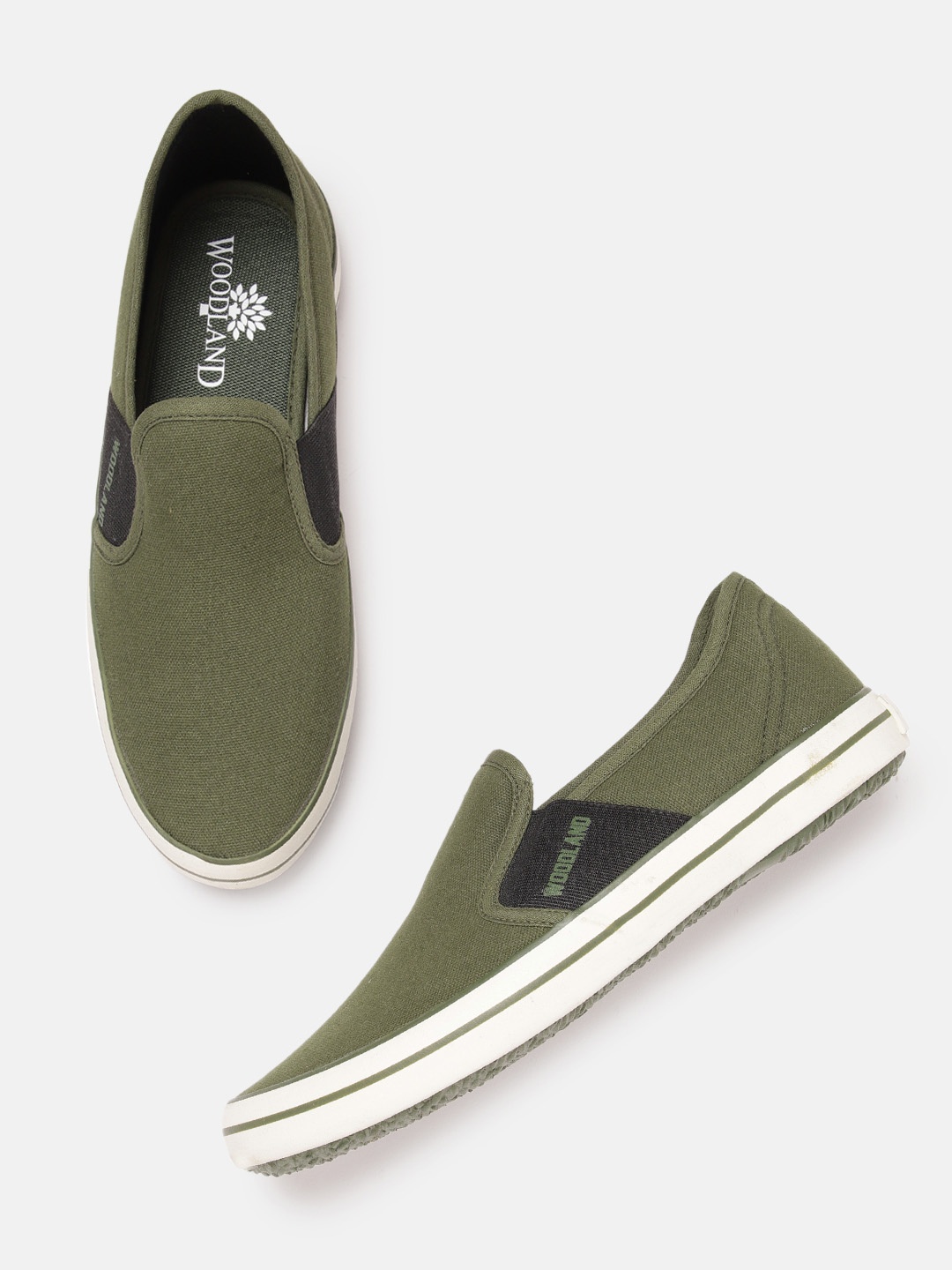 

Woodland Men Canvas Slip-on Sneakers, Olive