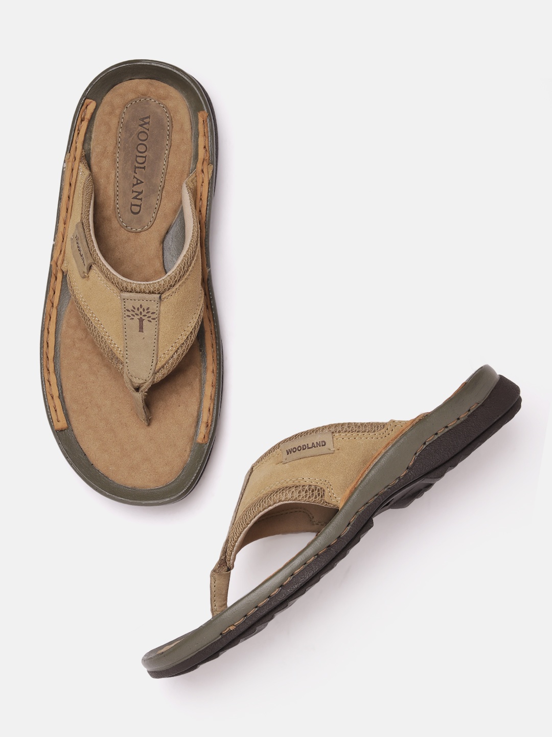 

Woodland Men Leather Comfort Sandals, Camel brown