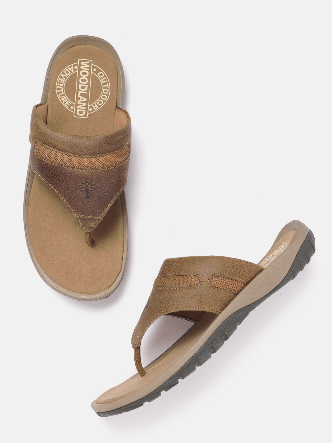 

Woodland Men Leather Comfort Sandals, Camel brown