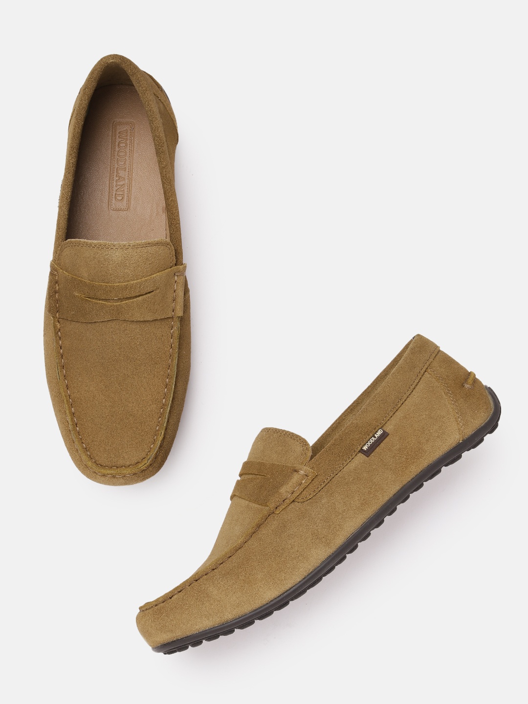 

Woodland Men Leather Driving Shoes, Camel brown