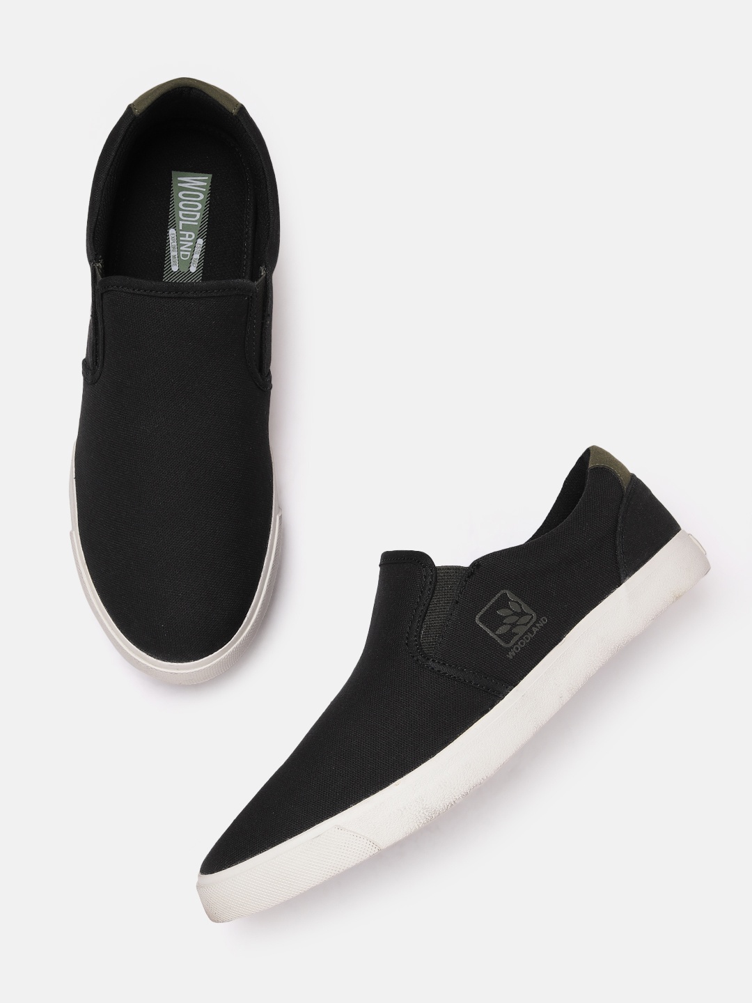 

Woodland Men Canvas Slip-On Sneakers, Black