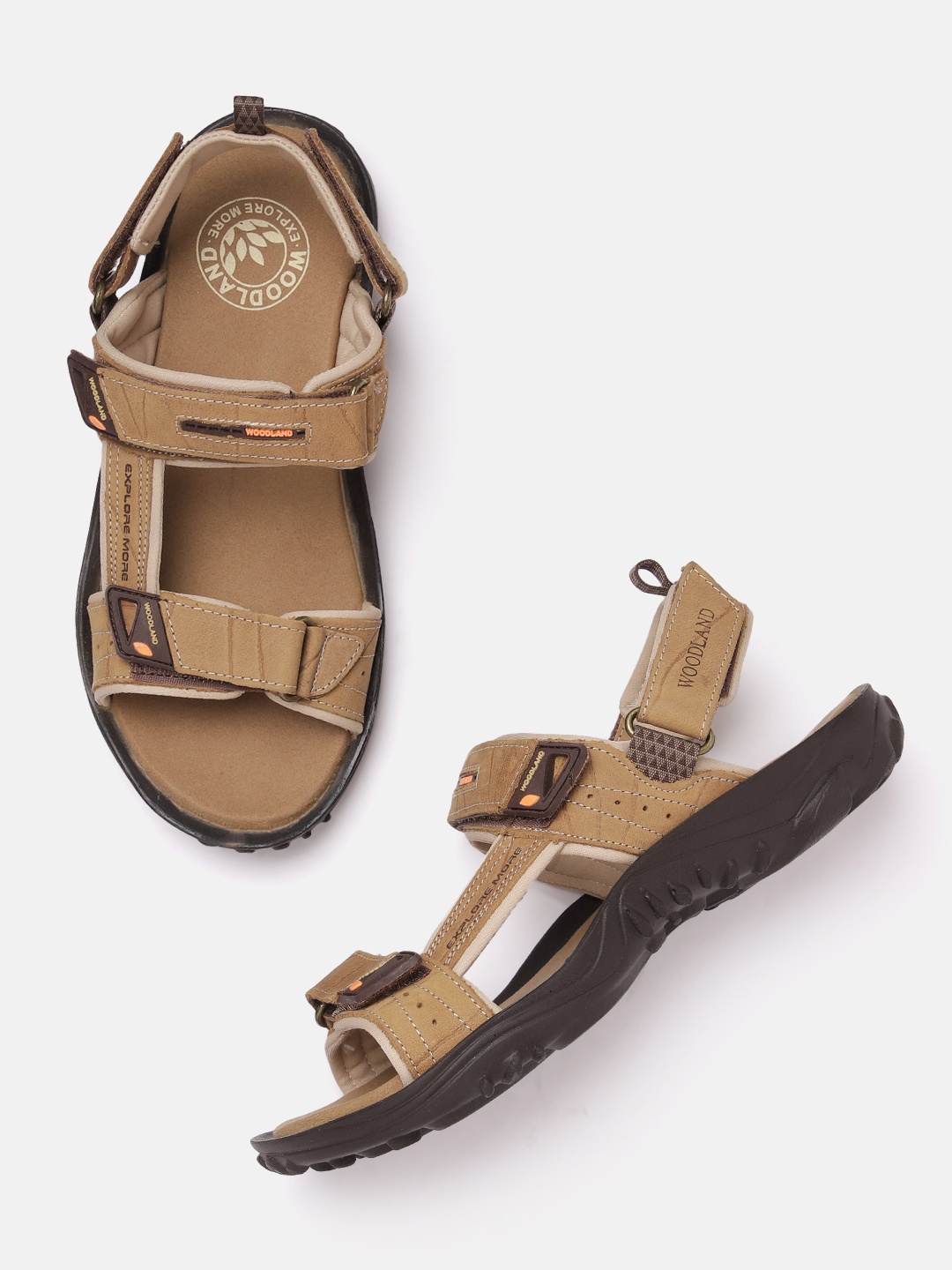 

Woodland Men Leather Comfort Sandals, Camel brown