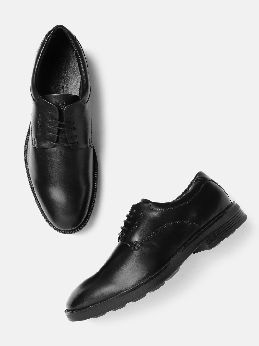 

Woodland Men Leather Formal Derbys, Black