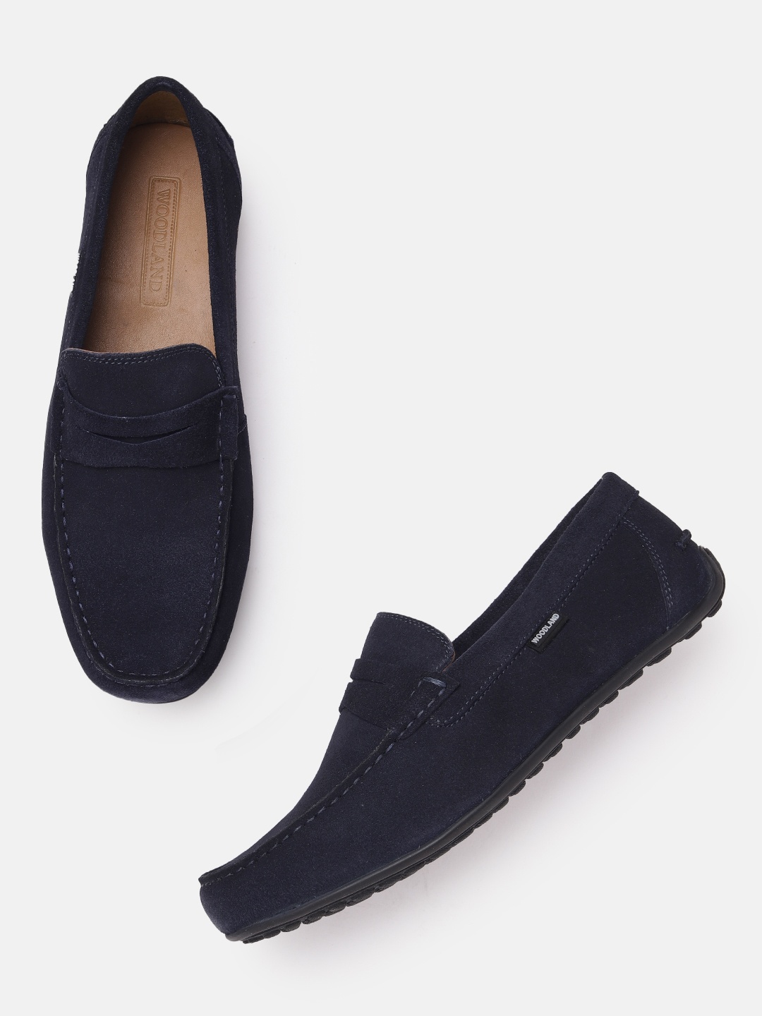 

Woodland Men Leather Driving Shoes, Navy blue