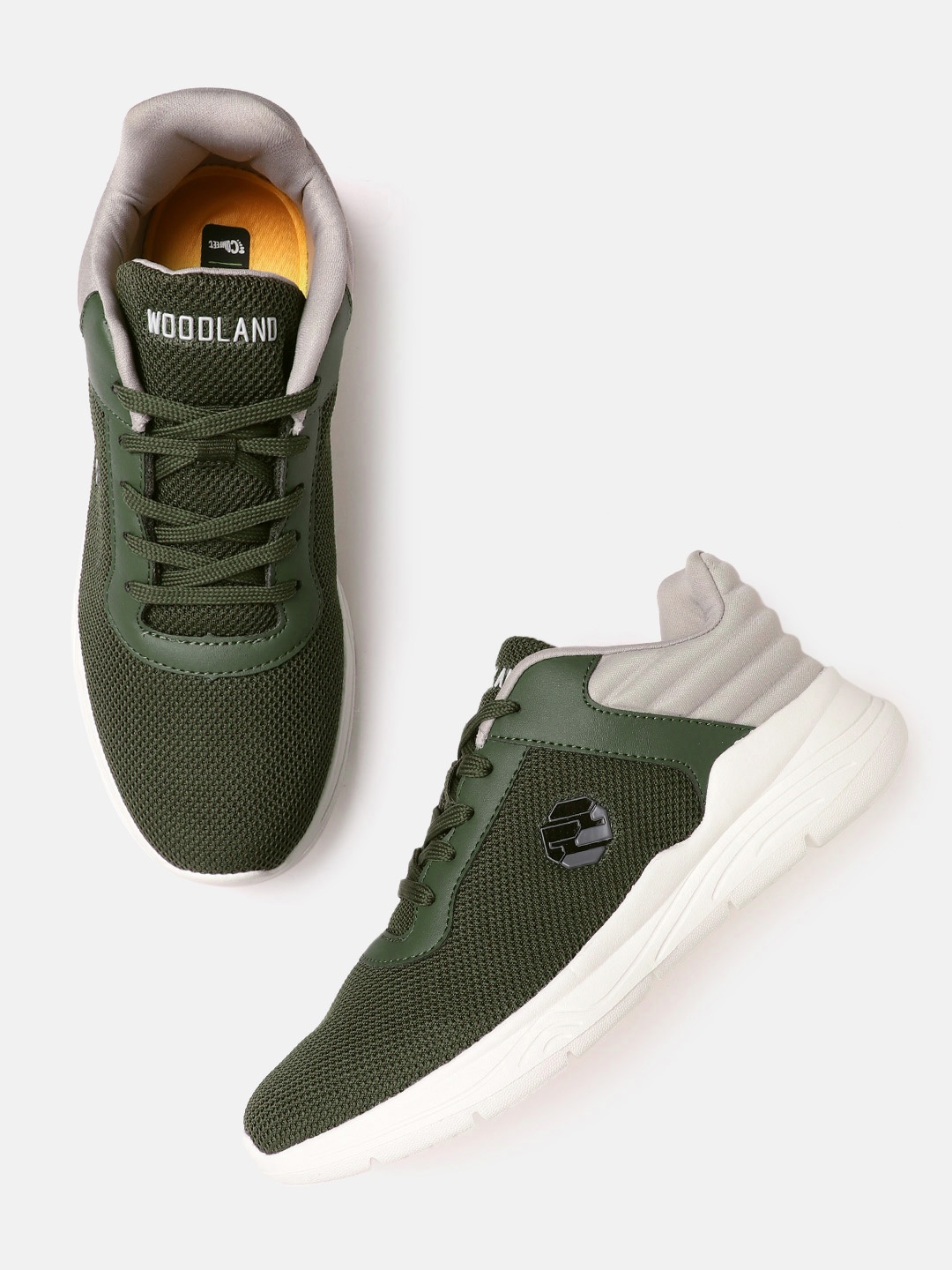 

Woodland Men Woven Design Running Shoes, Olive
