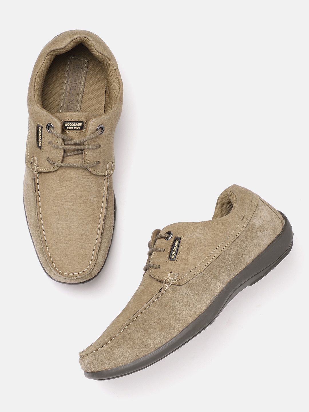 

Woodland Men Suede Leather Derbys, Khaki