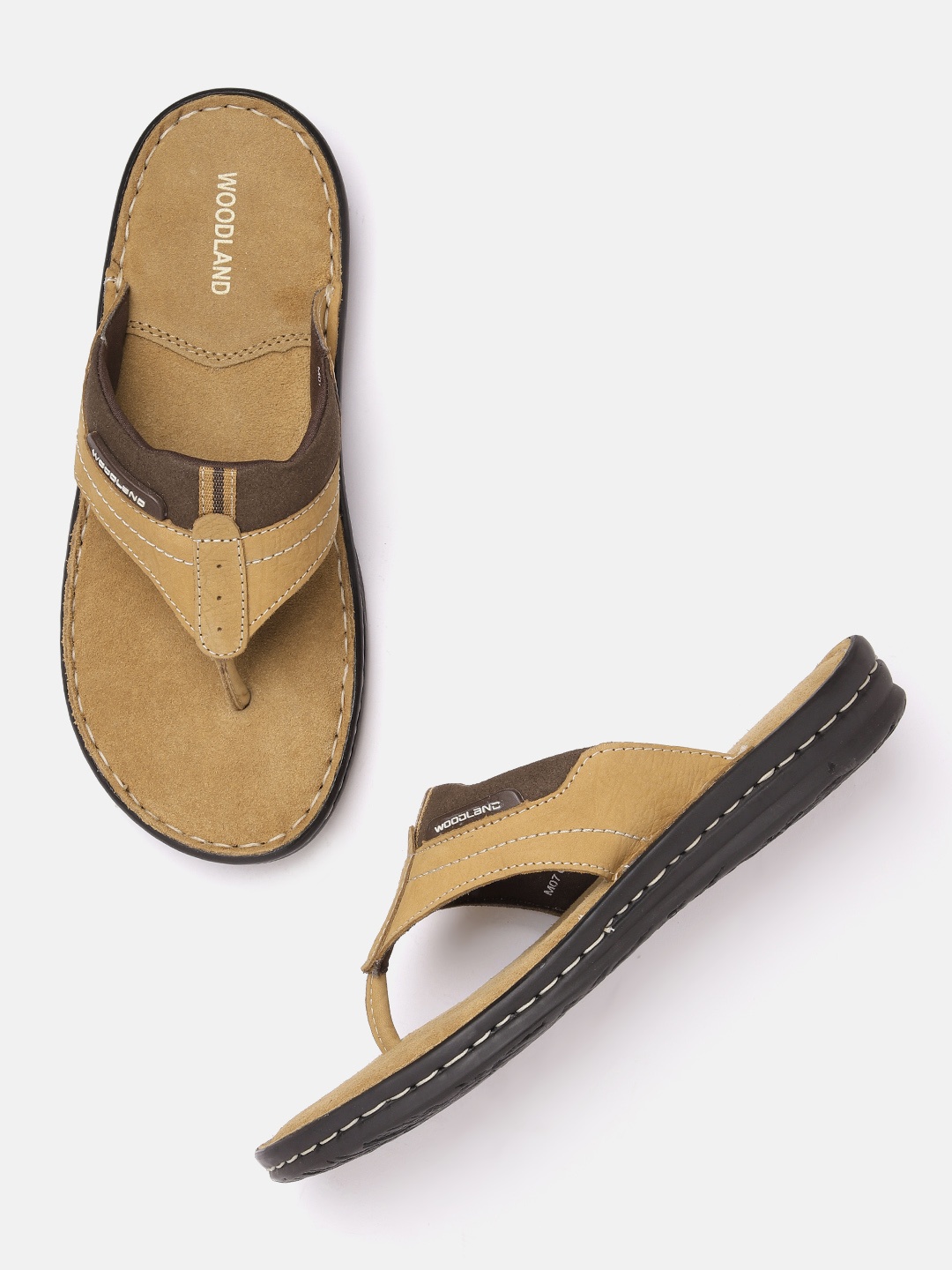 

Woodland Men Leather Comfort Sandals, Camel brown